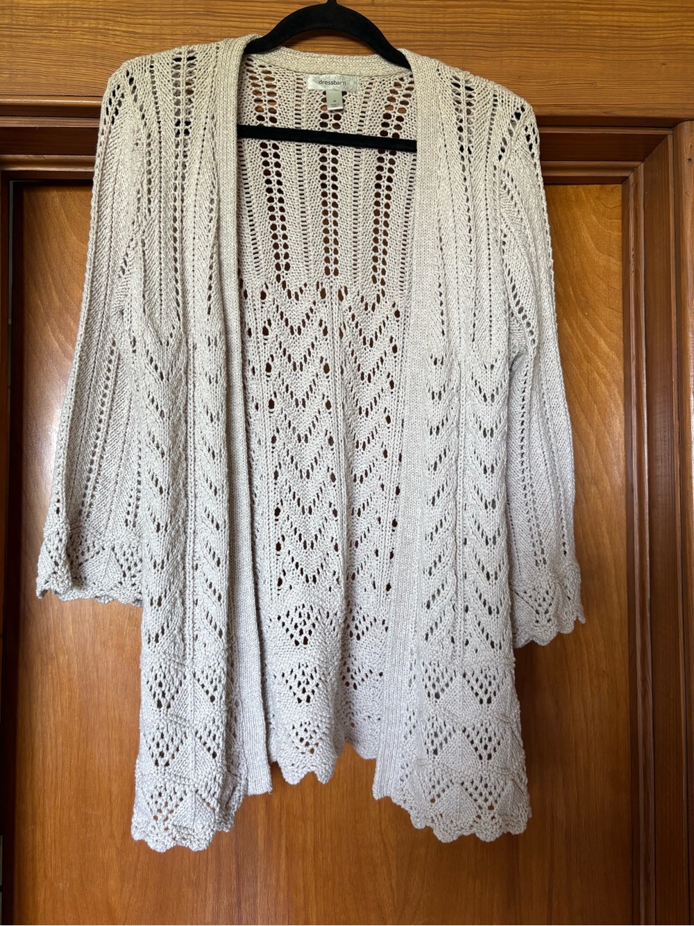 dressbarn Open-Weave Knit Cardigan